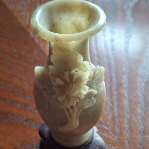 Miniature Hand Carved Jade Vase 4"